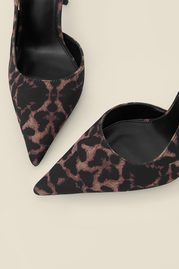 Leopard Print Faux Suede Sling Back Court Shoes