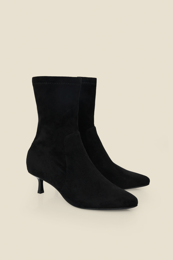 Black Faux Suede Ankle Boots