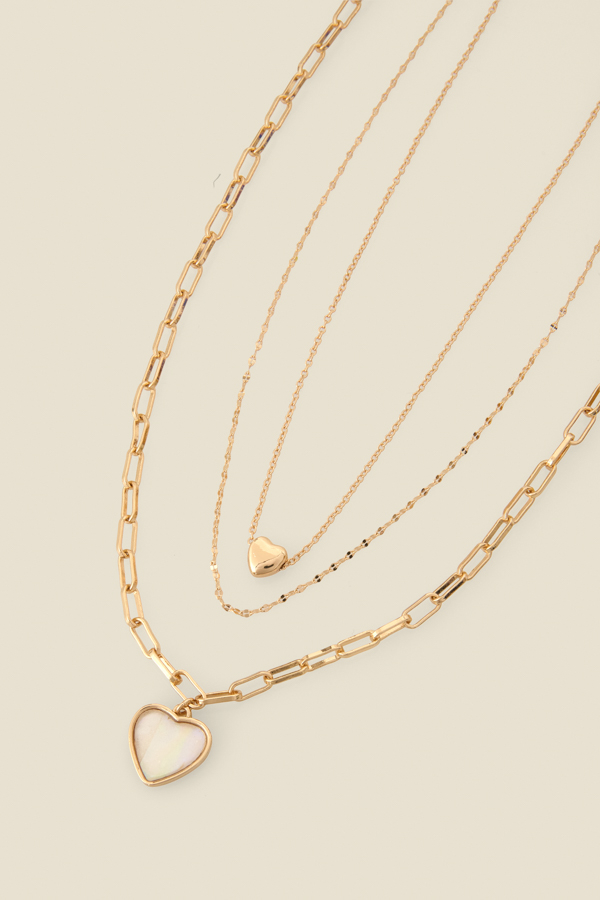 Gold Dainty Layered Heart Necklace