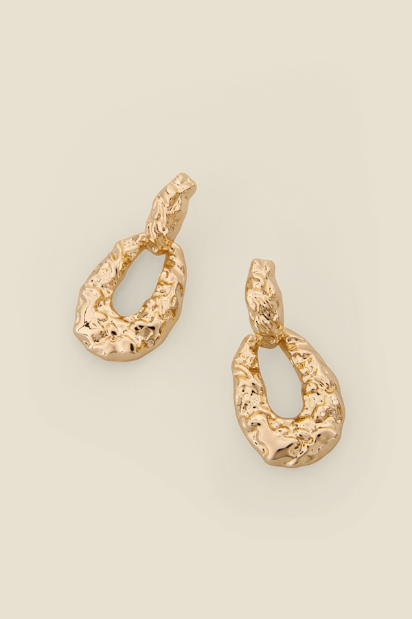 Gold Hammered Statement Earrings