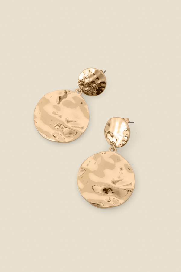 Gold Round Statement Earrings