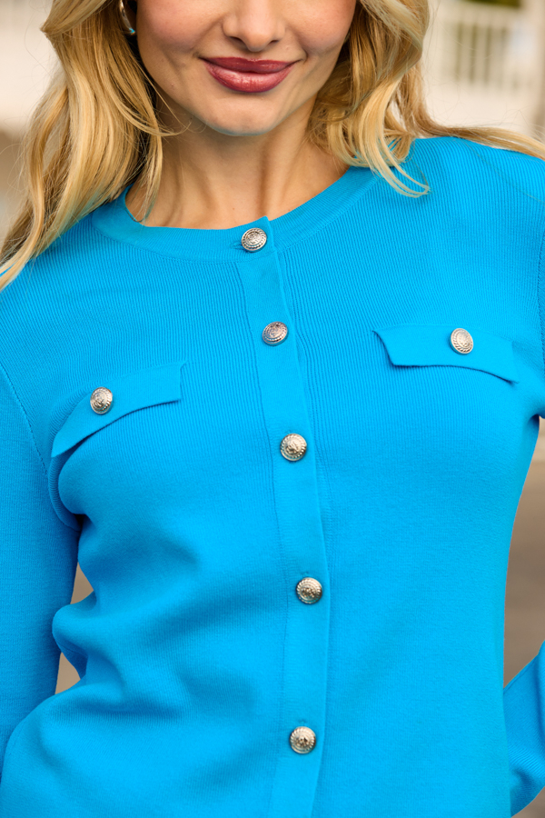 Azure Blue Premium Knit Cardigan