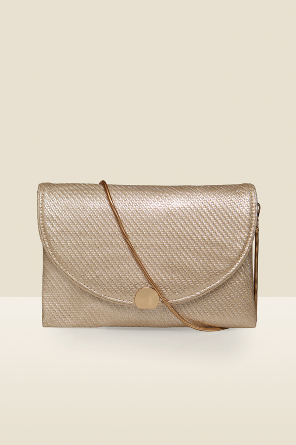 Gold Metallic Textured Clutch Bag