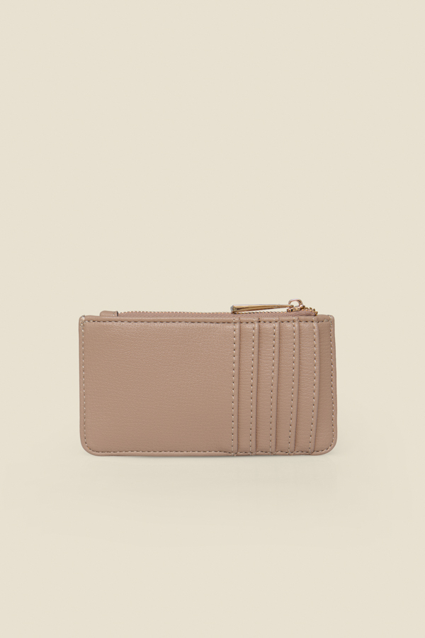 Taupe Coin Purse With Card Holder