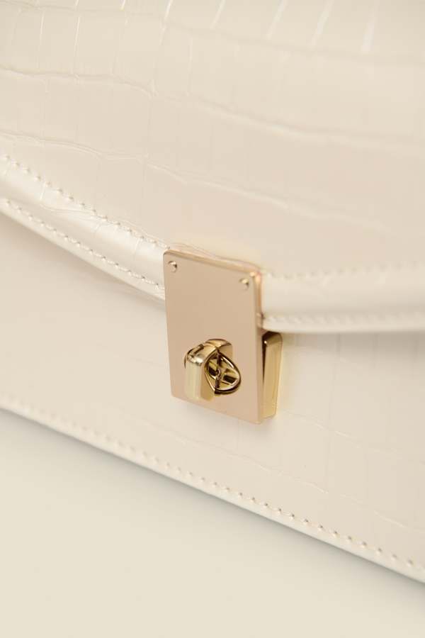 Ivory Pearl Croc Shoulder Bag