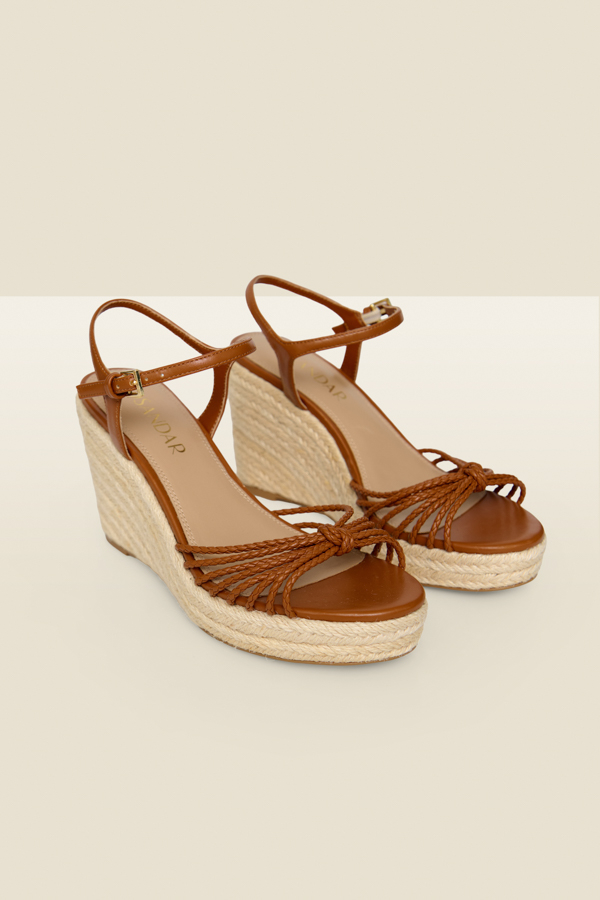 Tan Plaited Strap Detail Jute Wedge Espadrilles