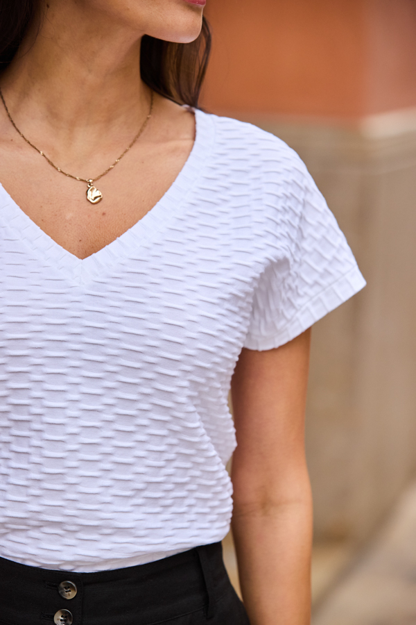 White Textured T-Shirt