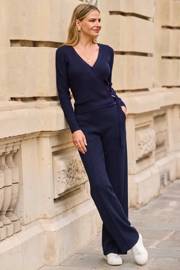 Navy Blue Super Soft Wide Leg Trousers