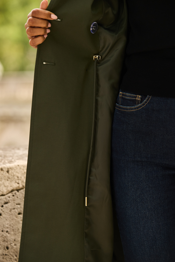 Olive Green Cinched Waist Trench Coat