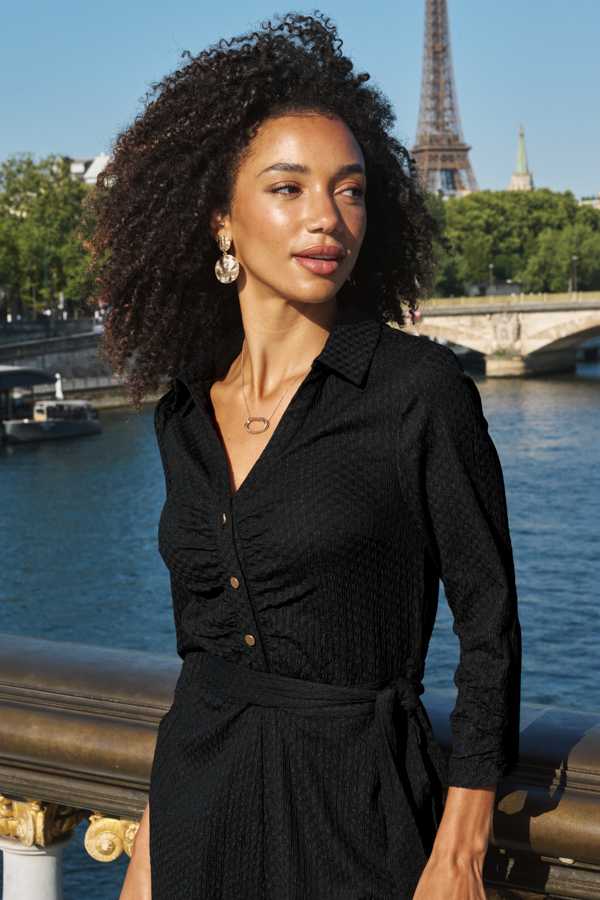 Black Textured Balloon Leg Jumpsuit