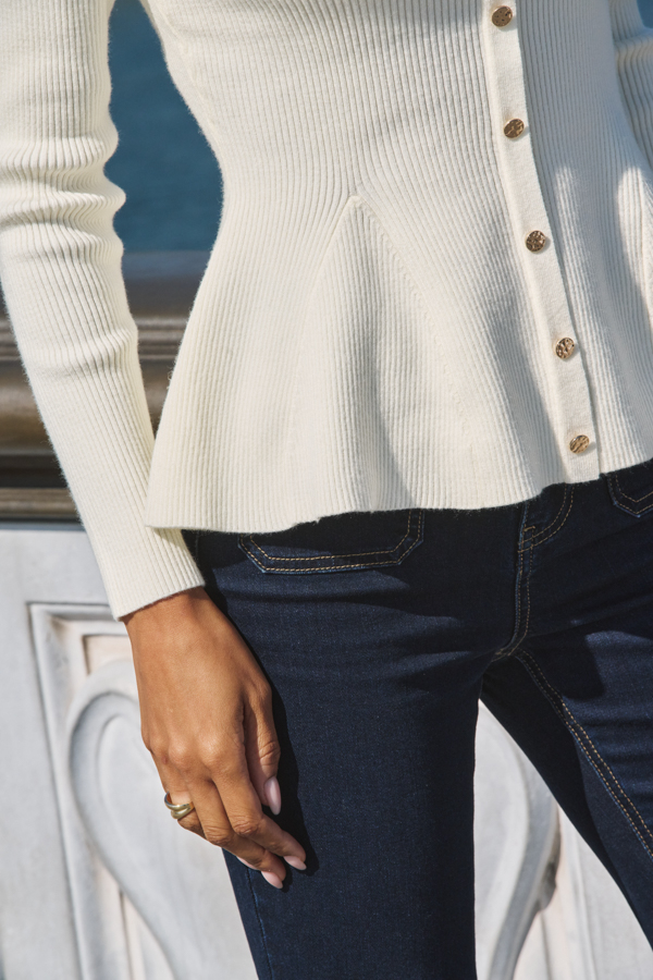 Ivory Knitted Peplum Top