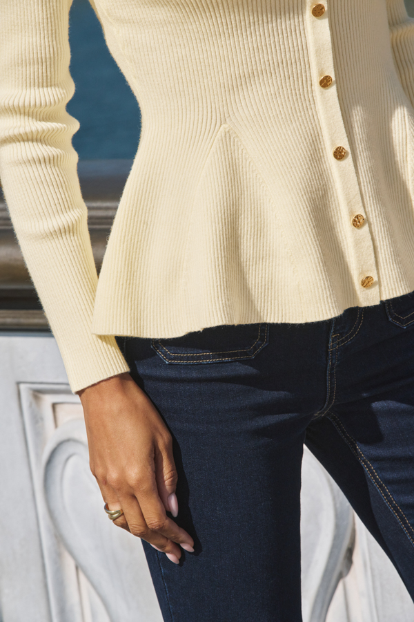 Buttermilk Knitted Peplum Top