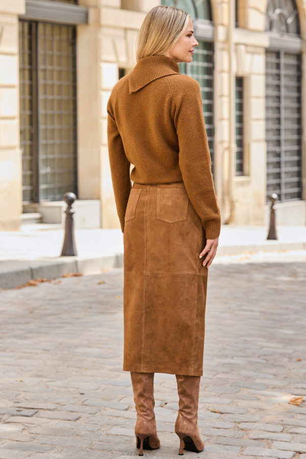 Tan Suede Pencil Skirt