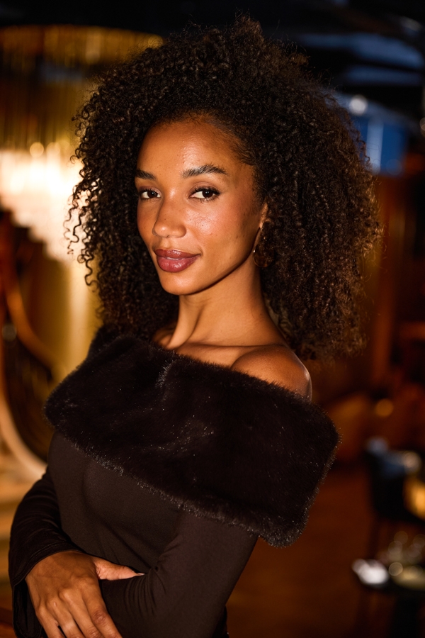 Chocolate Brown Bardot Top With Detachable Faux Fur Trim