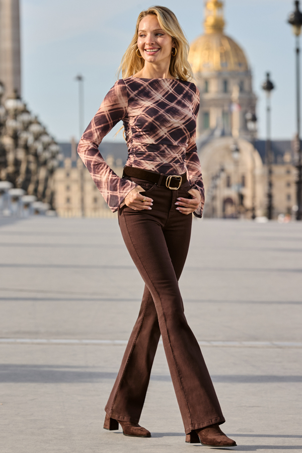 Chocolate Brown Kick Flare Jeans