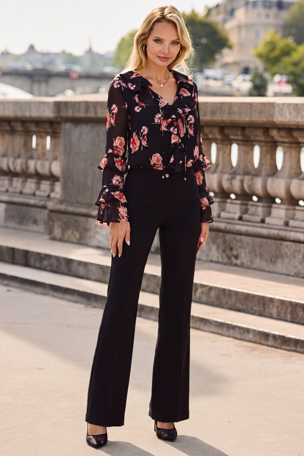 Black Kick Flare Trousers