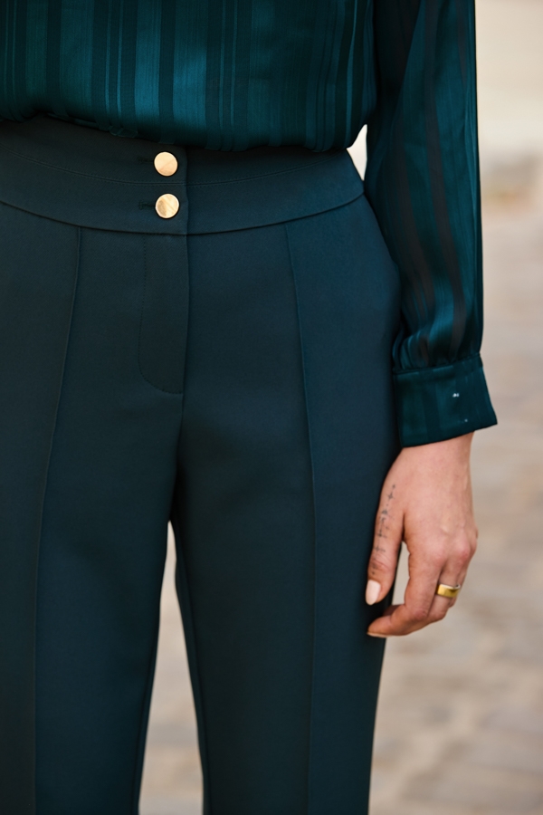 Petite Teal Green Contour Waist Kick Flare Trousers