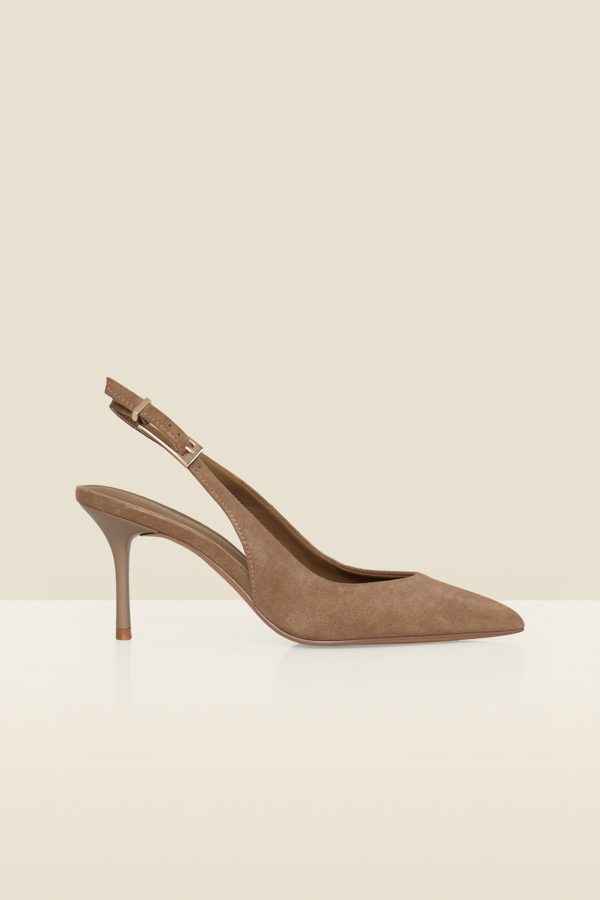 Taupe Suede Slingback Court Shoes