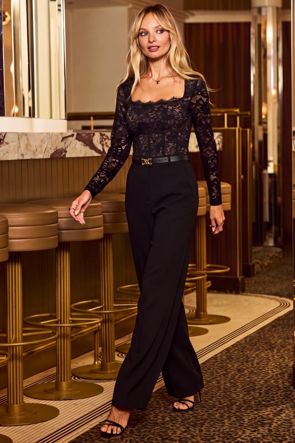Black Fluid Wide Leg Trousers