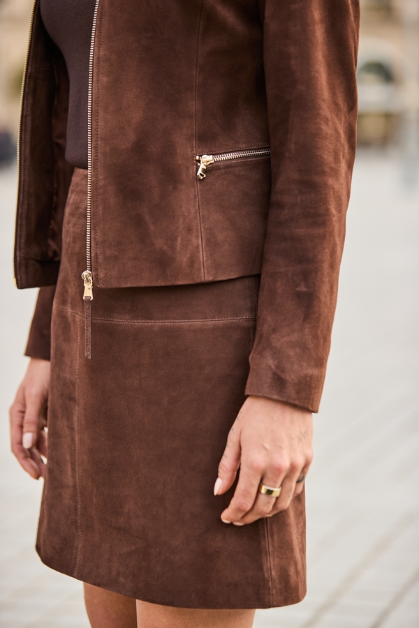 Chocolate Brown Suede A-Line Skirt