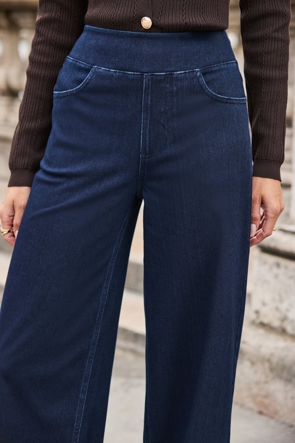 Indigo Blue Ultimate Comfort Pull-On Wide Leg Jeans