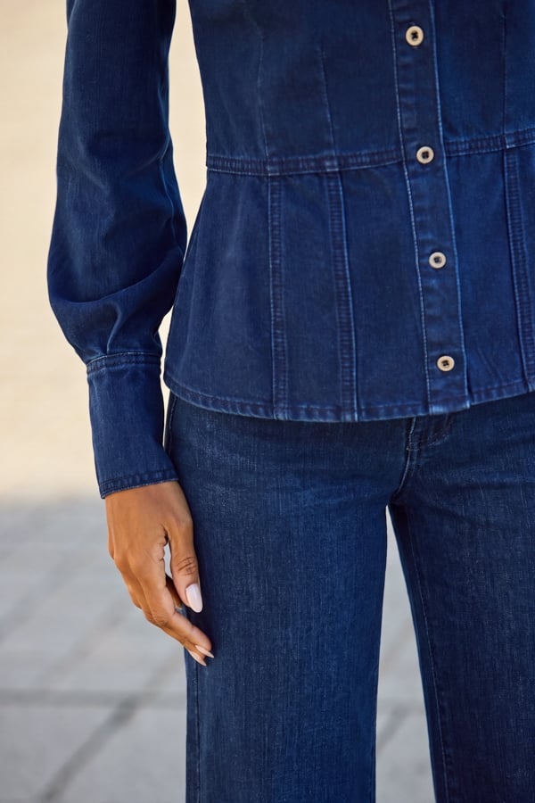 Indigo Blue Fitted Denim Shirt