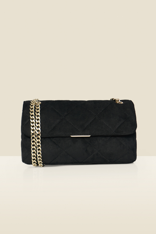 Black Faux Suede Cross Body Shoulder Bag