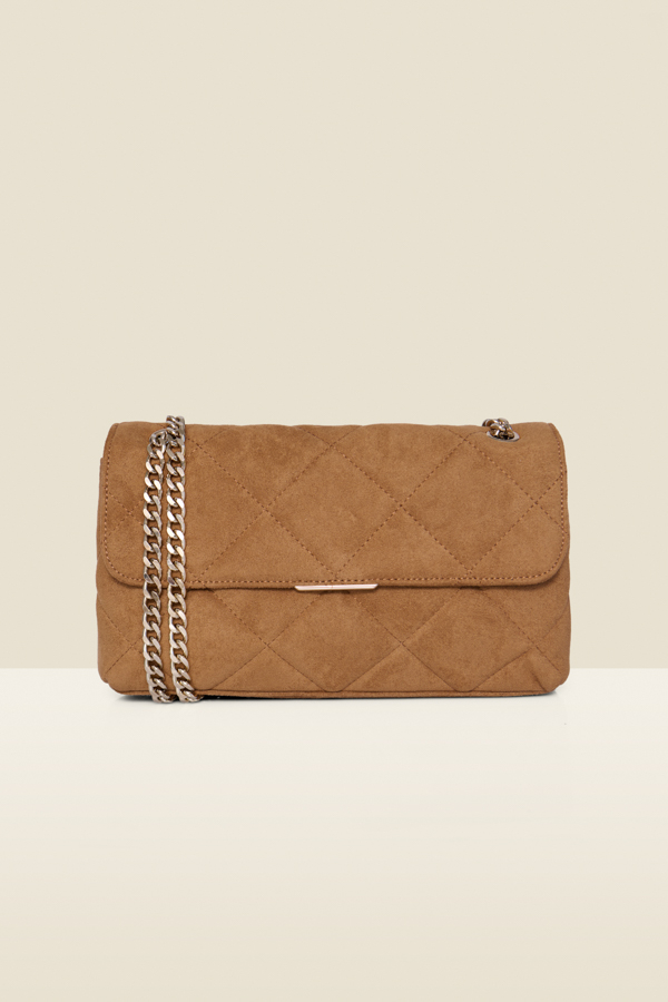 Tan Faux Suede Cross Body Shoulder Bag