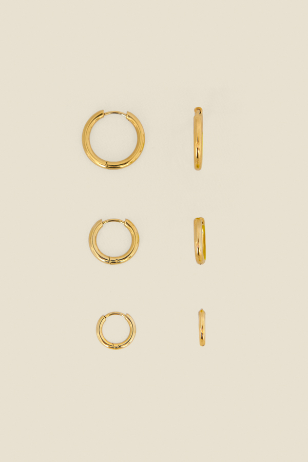 Gold Set Of Three Hoop Earrings