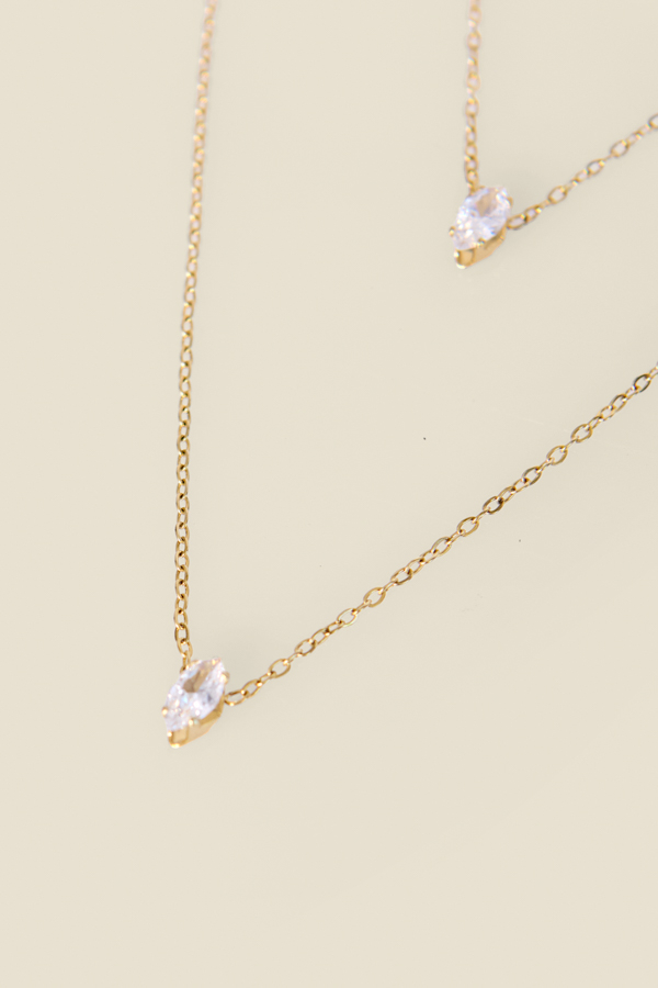 Gold Double Layered Gemstone Necklace