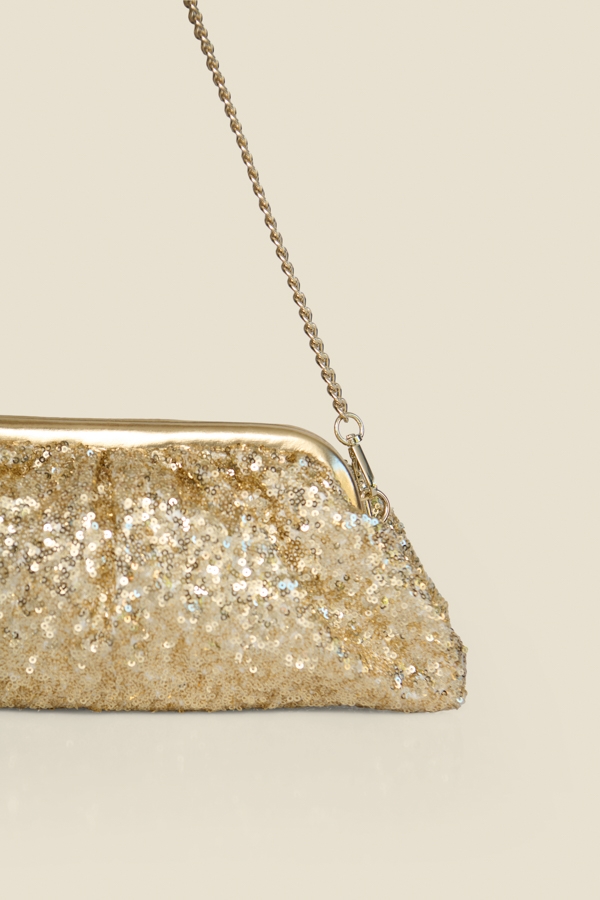 Gold Sequin Clutch Bag