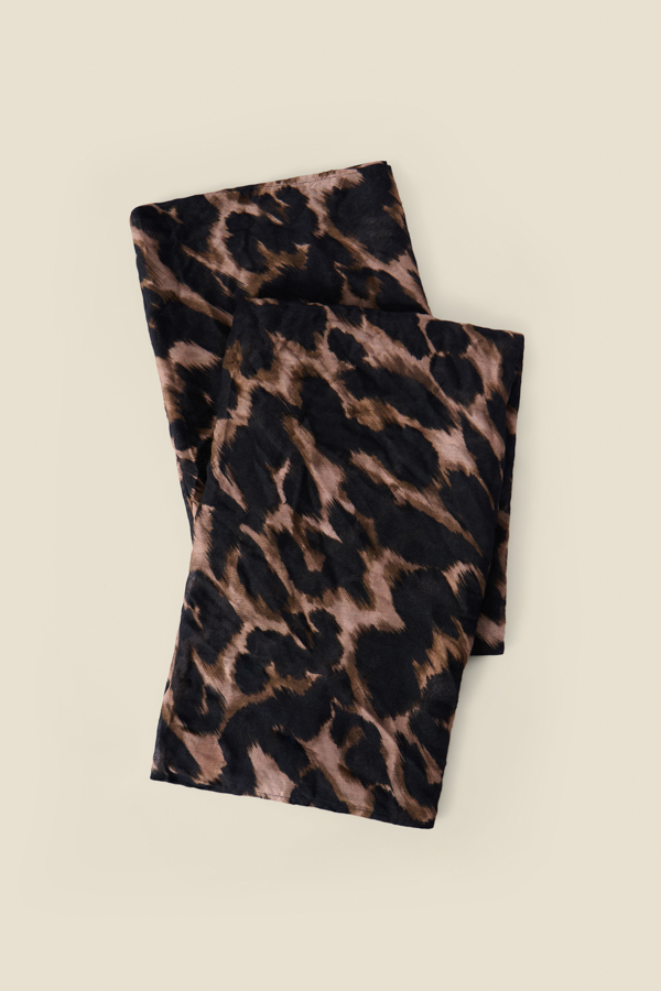Chocolate Brown Leopard Print Scarf
