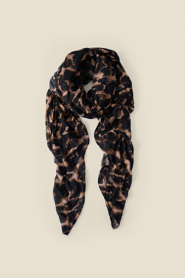 Chocolate Brown Leopard Print Scarf