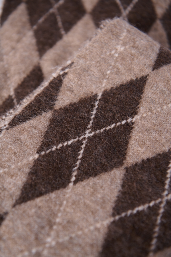 Brown Argyle Knitted Scarf