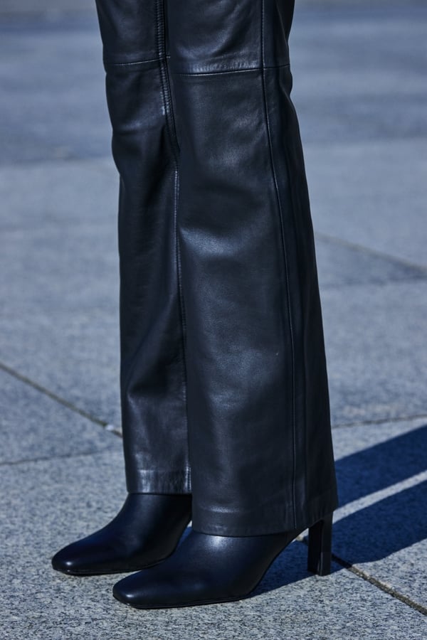 Black Leather Bootcut Trousers
