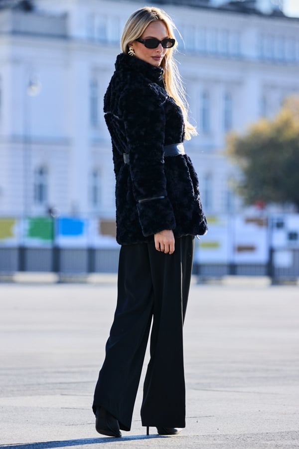 Black Fluid Wide Leg Trousers