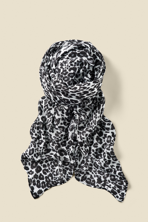 Black & Grey Animal Print Scarf
