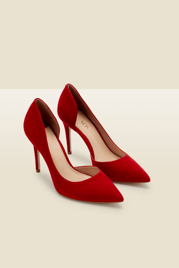 Isla Red Suede Cut Out Detail Stiletto Court Shoe