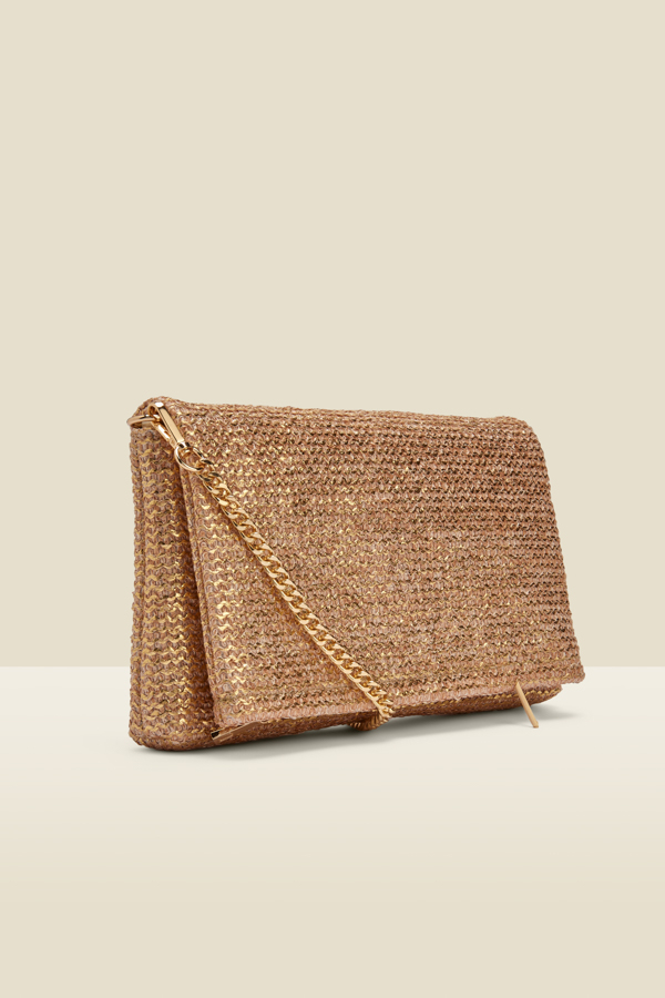 Gold Metallic Woven Clutch Bag