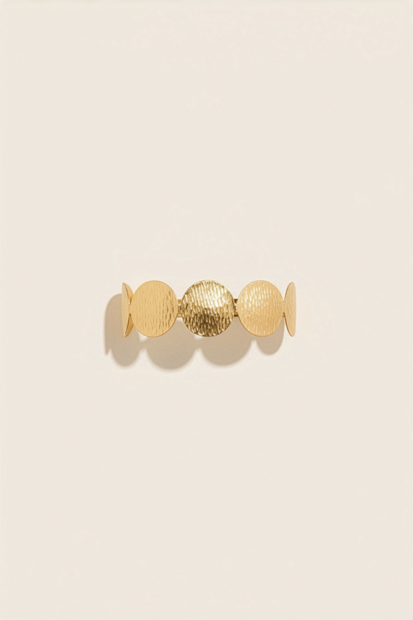 Gold Plated Chunky Circular Textured Bangle Bracelet