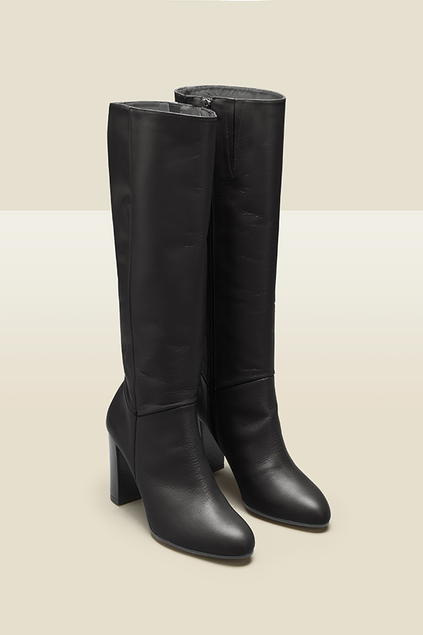 Blake Black Leather Zip Knee High Boots