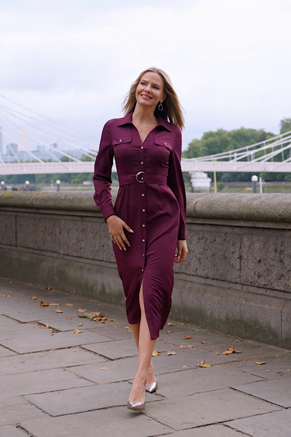 burgundy utility dress Dark Cherry Utility Shirt Dress