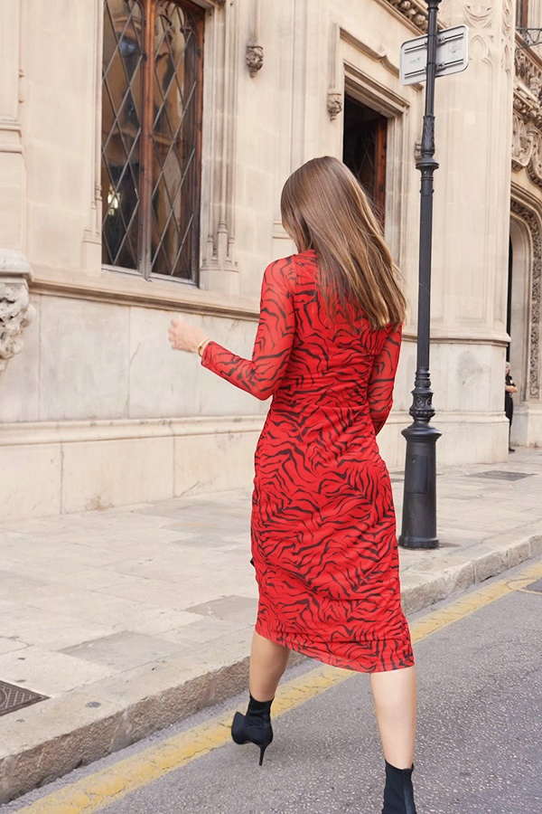 knee length dresses for ladies Yura Mesh Jersey Dress – Simone main image 0
