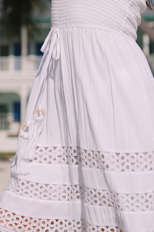 White Stretch Bodice Lace Detail Bandeau Beach Dress White Stretch Bodice Lace Detail Bandeau Beach Dress
