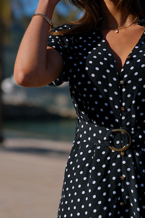 shiny black prom dress Cassidy Black Polka Dot Mini Dress - US 0 main image 1