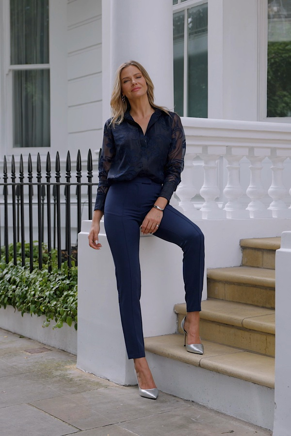 Slim Fit Ladies Navy Dress Trousers Navy Blue Slim Leg Trousers Slim Fit Ladies Navy Dress Trousers Navy Blue Slim Leg Trousers
