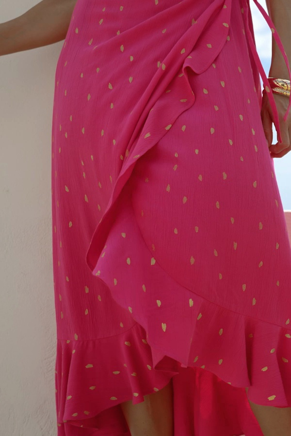 open lace back dress Hot Pink Layered A-Line Mini Homecoming Dress main image 1