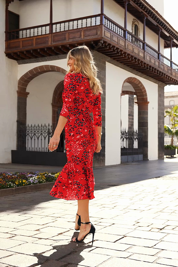 red leopard print frill hem midi dress Red Leopard Print Frill Hem Midi Dress Red Leopard Print Frill Hem Midi  Dress Clearance