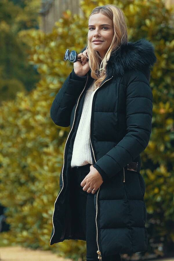 Padded Coat Black Fur Trim Black Faux Fur Trim Luxe Longline
