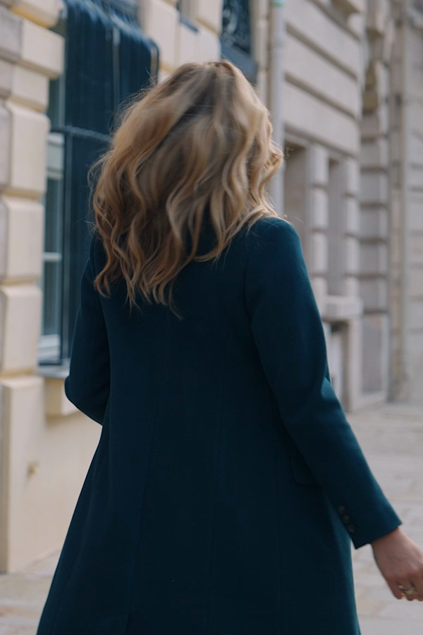 emerald green dress coat Tailored Emerald Green Double-Breasted Wool Blend Coat UK 14 / US 10